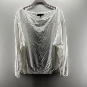 Banana Republic Top Womens Large White Long Sleeve Boat Neck Cotton Blend - Picture 1 of 6