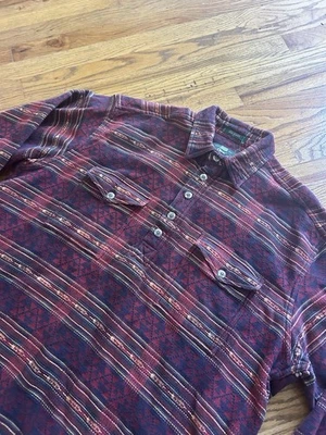 Vintage Orvis Mens Aztec Navajo Southwest Flannel Pullover Shirt Red Size Large - Image 1 of 4