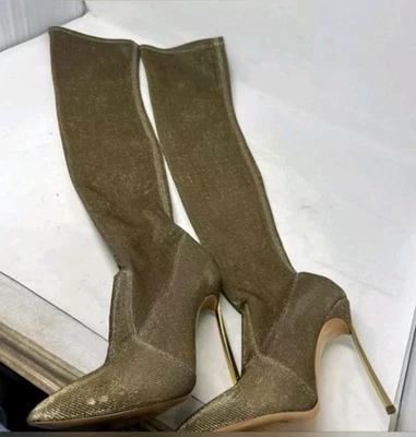 Casadei, Botas Doradas Sobre la Rodilla, Talla UE 37, US 7 Foto 1 de 3