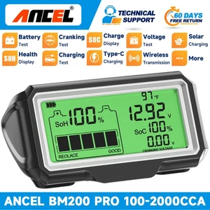 ANCEL BM200 PRO 12V Car Battery Tester Monitor Head-Up Display Charging Voltage  - Picture 1 of 16