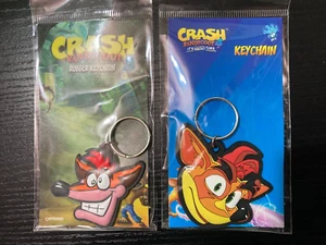 Crash Bandicoot 4 - x 2 Official Keyring Rubber Keychain Video Game Merch - Picture 1 of 2