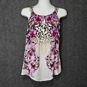 White House Black Market Women's Sleeveless Floral Halter Tank Top 100% Silk S - Picture 1 of 10