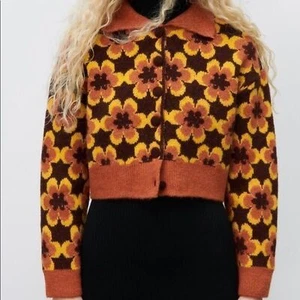ZARA GEOMETRIC KNIT JACQUARD SWEATER 1822/010 Medium - Picture 1 of 10