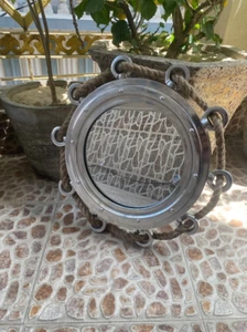 15" Aluminum Jute Rope Porthole Mirror/Bathroom Wall Mirror/Nautical Style Mirro - Picture 1 of 8