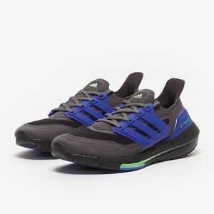 Adidas Ultraboost 21 Grey/Black/Blue Running Shoe Mens Size 10 New S23871