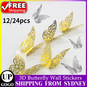 12/24PCS 3D Butterfly Wall Stickers Room DIY Decal Removable Decorations Art DIY - Picture 1 of 14