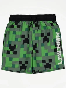Pantalones cortos de vacaciones de natación verde playa de Minecraft Creeper para niños - Imagen 1 de 3
