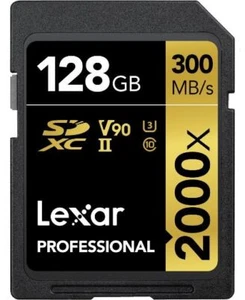 Lexar 128GB Professional 2000x 300MB/Sec UHS-II V90 SDXC Card - Picture 1 of 1