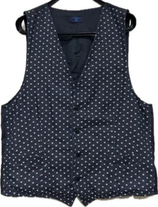 MOMOTARO JEANS Dot Pattern Vest Indigo Blue Men's Size L - Picture 1 of 5
