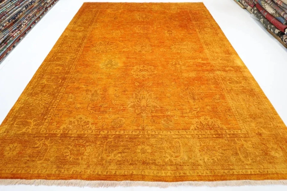 9 x 12 ft Tribal OverDye Area Rug Afghan Hand Knotted Veg Dye Wool Rug - Image 1 of 4