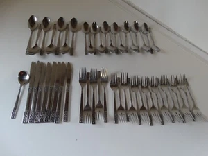 Vtg MCM Set of 51 Fleur de Lis Flatware Stainless Steel customcraft - Picture 1 of 8