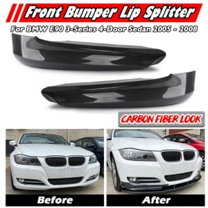 For 2005-2008 BMW E90 3 Series Front Bumper Lip Splitters Spoiler Carbon Fiber - Picture 1 of 9