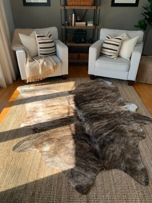 New Brindle Cowhide Rug Exotic Cow Hide Skin Leather Rug - Average Size 7X7 feet - Image 1 of 4