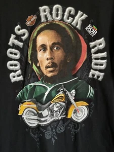 Harley Davidson T Shirt Men's XL Bob Marley Biker Motorcycle Music Y2K NEW NOS - Picture 1 of 9