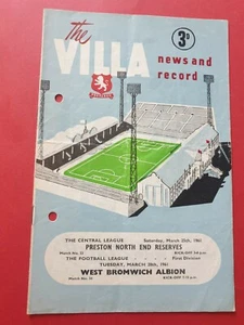 Aston Villa Reserves v Preston North End Reserves/West Bromwich Albion 1961~F/P - Picture 1 of 4