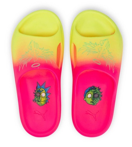 Puma Lamelo Ball MB2 RICK & MORTY taglia 9 slide gatto giallo rosa shibui