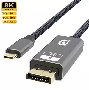 USB-C DP 1.4 Thunderbolt Kabel Monitor Displayport Adapter für Macbook Laptop - Bild 1 von 13