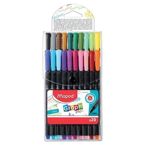 Maped 20 Pack Graph' Peps Fine Tipped 0.4mm Felt Pens - Vibrant Colors - Picture 1 of 6