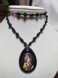 Victorian Whitby Jet Beaded Necklace With Whitby Jet Pendant - Picture 1 of 7