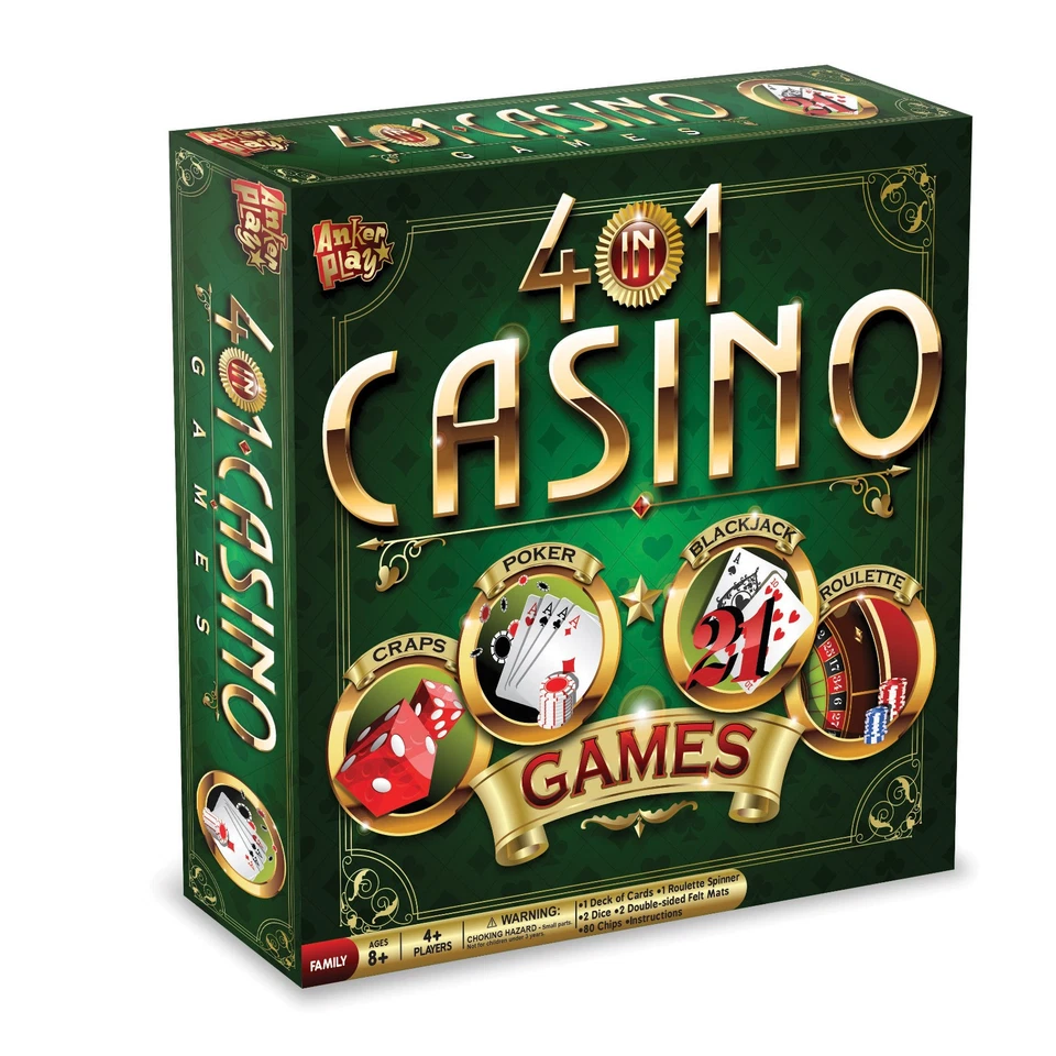 Juegos de mesa de casino para toda la familia diversión póker blackjack dados ruleta 4 en 1 Foto 1 de 3