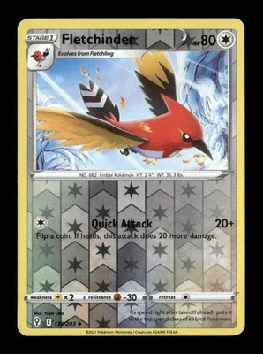 Fletchinder Reverse Holo Uncommon SWSH07: Evolving Skies 139/203 NM Pokemon LP - Image 1 of 2