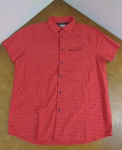 Helly Hansen Red Plaid Short Sleeve Button Up Shirt Men’s Size XL Outdoor Hiking - Picture 1 of 7
