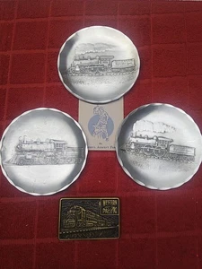 TRAIN COASTERS Wendell August Forge Handcrafted & Western Pacific Belt Buckle  - Picture 1 of 16