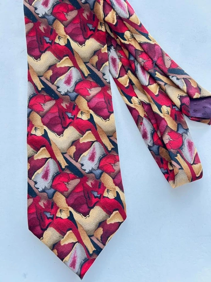 Cocktail Collection mens necktie 4" silk Made in USA Scotch under microscope - Image 1 of 3