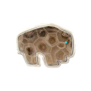 Mike & Evelyn Platero, Anhänger, Multi-Stein, Sterlingsilber, Navajo, 1 3/4" - Bild 1 von 3