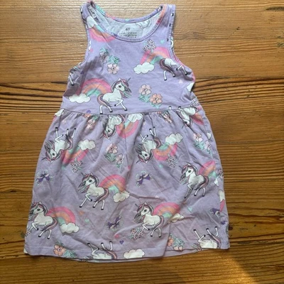 H&M Vestido Unicornio Morado Sin Mangas Informal Niñas TALLA 3T Foto 1 de 4