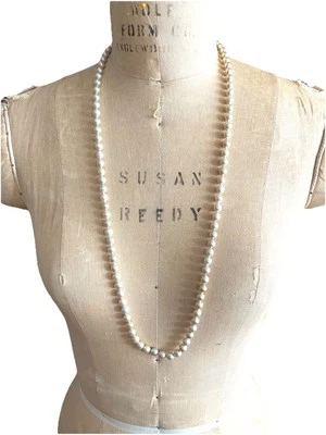 AKOYA Champagne VINTAGE 7mm PEARL Long 34" NECKLACE Gorgeous Estate Jewelry Silk - Image 1 of 3