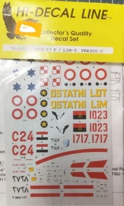 Hi-Decal Line HDL 72-035 MiG-17F / Lim-5 Fresco C Maßstab 1:72 Decals - Bild 1 von 1