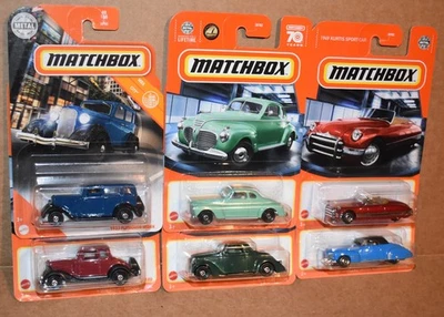 MATCHBOX CHEVY MASTER COUPE,  PLYMOUTH, 49' KURTIS & 41' CADILLAC LOT OF 6 NEW - Image 1 of 4