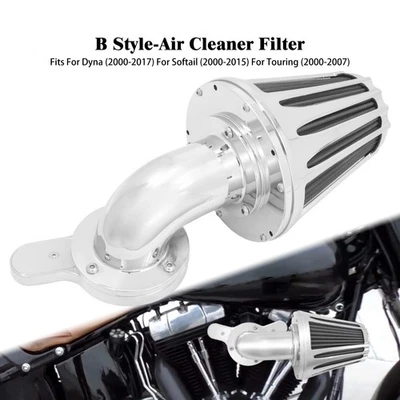 Cone Chrome Air Filter Gray Intake For Harley Sofatil 00-2015 Touring 2000-2007 - Image 1 of 4