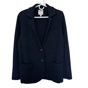 TWP Womens 100% Merino Wool Boyfriend Knit Blazer Size L Midnight Blue Classic - Picture 1 of 10