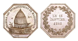 P122, Francia, c1840 Medalla de Bronce, Apicultura, Colmena de Abejas, Cámaras de Albañilería - Imagen 1 de 4