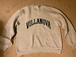 Vintage 90s Russell Athletic Villanova Sweatshirt Mens Large Grey Blue print - Picture 1 of 6