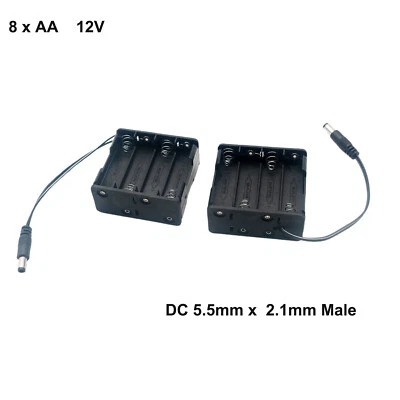 12V 8x1.5V 8xAA 8*AA Battery Holder Box Case with DC 5.5 x 2.1mm Male Wire Lead - Image 1 of 4