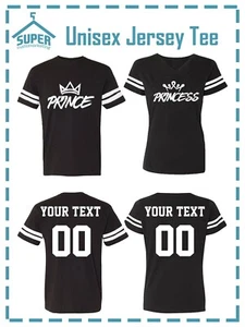 Prince Princess HAND Fine JERSEY STYLE COUPLES TSHIRTS CUSTOM BACK PERSONALIZED - Picture 1 of 3