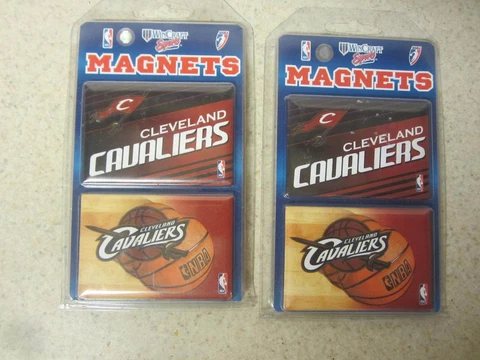 LOT OF 2 PACKAGES WINCRAFT REFRIGERATOR MAGNETS CLEVELAND CAVALIERS NOS Cover