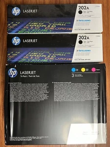 New Set 5- HP 202A Toner Toners - CF500A CF501A CF502A CF503A - Picture 1 of 4