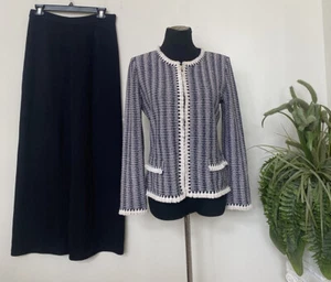 St. John Collection Santana Knit Multicolor Black Fringe 2pc Pant Suit Sz 6 EUC! - Picture 1 of 10