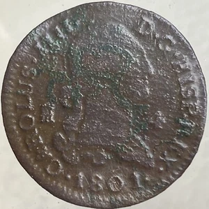 1801 Spanish Coin 4 Maravedis Rare King Charles IV Full Date Cross Don Pelayo - Picture 1 of 12