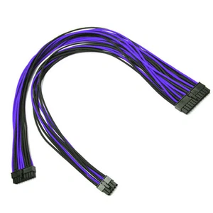 24pin Purple Black Sleeved Power Supply Cable EVGA E-Series G3 / G2 / P2 / T2 - Picture 1 of 1