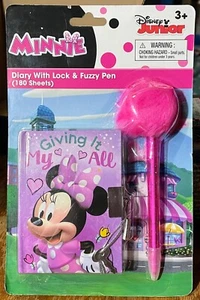 Minnie Mouse Children's Diary With Lock & Key Fuzzy Pen DISNEY NIB - Picture 1 of 7