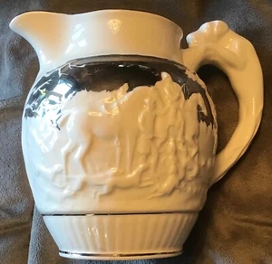 Fox Hunt Hunting Medium Wedgwood Lusterware White Hound Handle Jug #6 - Bild 1 von 6