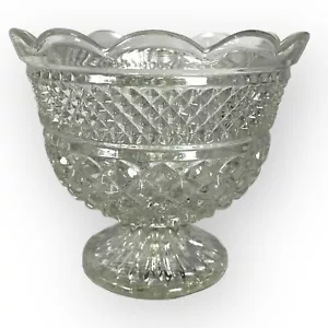 Hermoso tazón para servir frutas con patas de cristal cortado a mano de 8" Anchor Hocking Wexford - Imagen 1 de 11