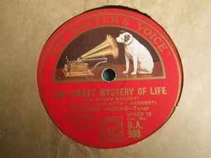 Richard Crooks: Ah! Sweet Mystery Of Life 10" 78RPM 1928 UK Shellac D.A. 999 - Picture 1 of 2