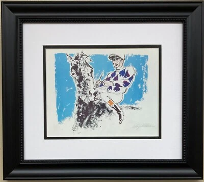 LeRoy Neiman "Jockey Suite - Spades '72" PERSONALIZADO MARCO Arte Caballo Ecuestre Foto 1 de 3
