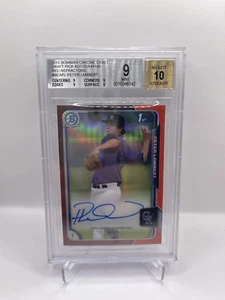 2015 Bowman Chrome Draft Peter Lambert Black Refractor Auto /5 BGS 9/10 - Picture 1 of 2